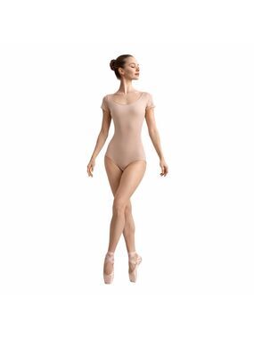 Capezio TB133 Short Sleeve Ballet Leotard Nude Large NWT